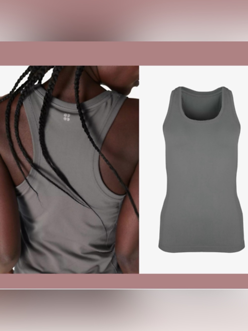 Sweaty Betty Charcoal Gray Racerback Athlete Seamless Workout Tank SZ M